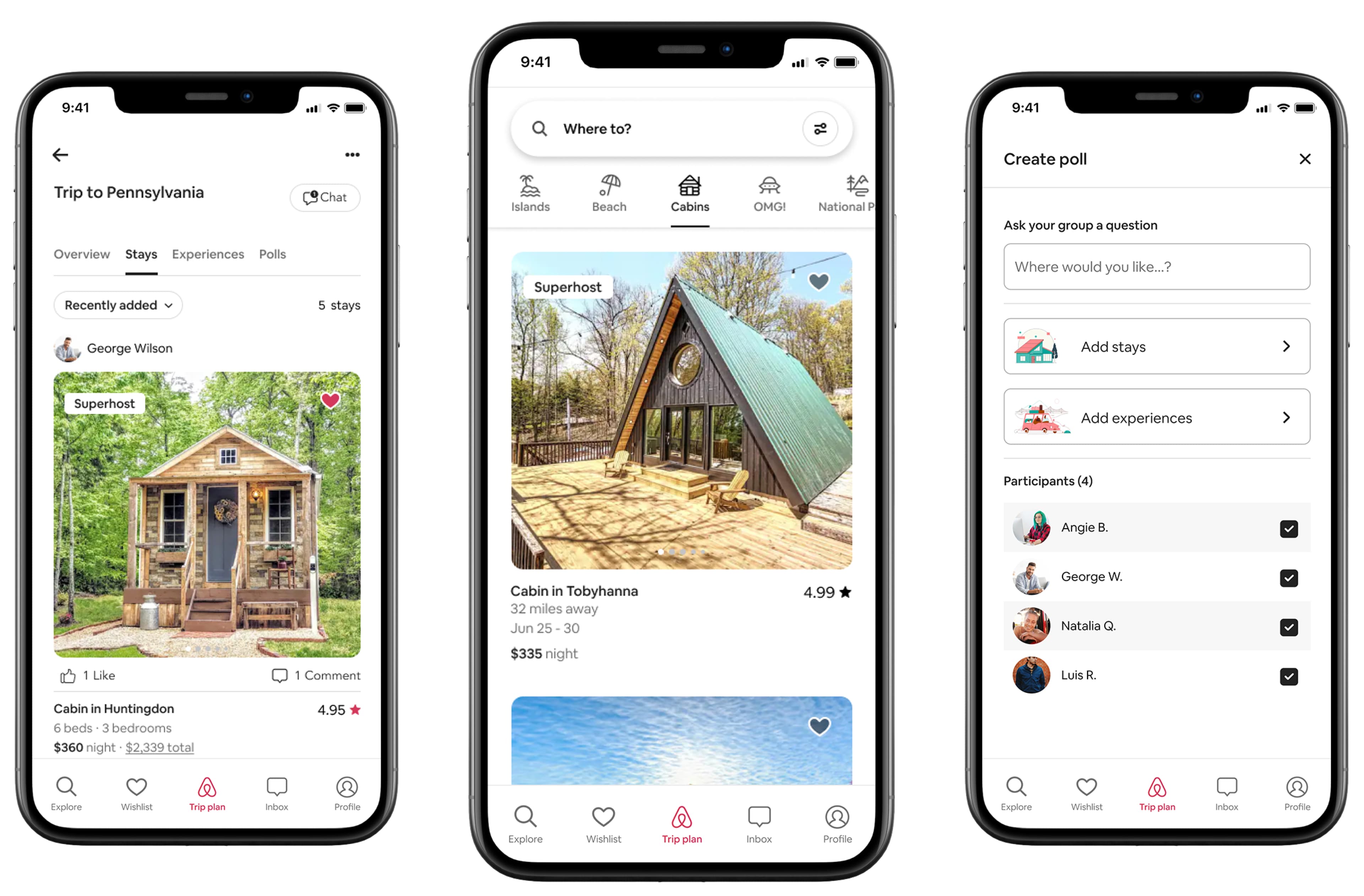 Airbnb mobile screens